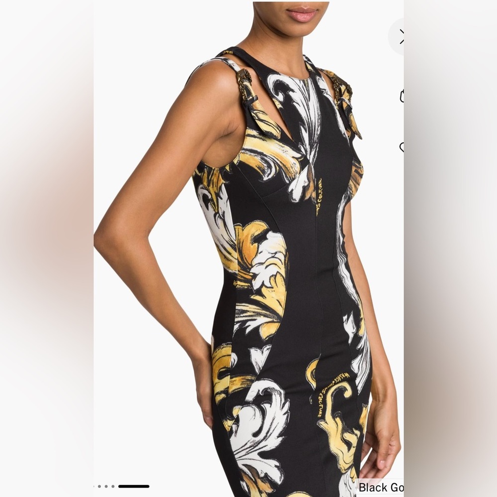 Versace Collection Black and Gold Patterned Dress - Picture 6 of 7
